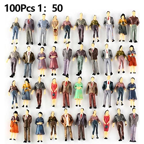 DAZZLEEX 100 figuras pintadas 1:50 sentadas y de pie personas modelos de mesa de arena para escenas en miniatura