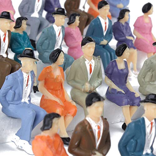 DAZZLEEX 50 piezas de plástico sentado figuras 1:32 Miniture personas humanas pintadas mixtas multicolor