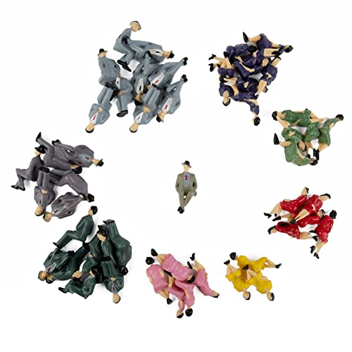 DAZZLEEX 50 piezas de plástico sentado figuras 1:32 Miniture personas humanas pintadas mixtas multicolor