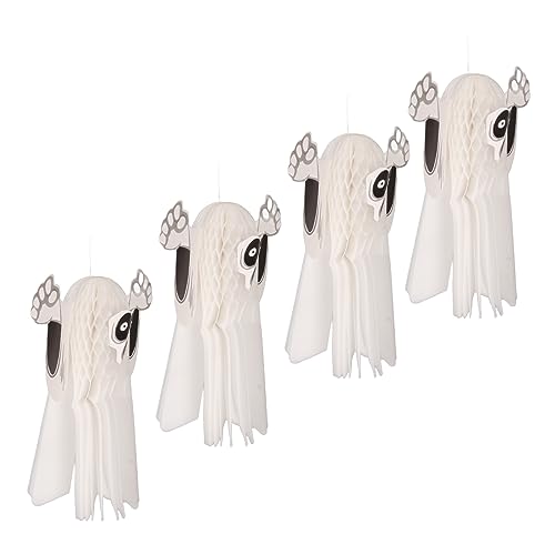 Decoración de Fantasmas Colgantes Adornos de Halloween Casa Embrujada Fiesta Horror 4 para Piezas 4 Piezas Suministros de Decoración Blanco Vivo para Colgantes de Fantasmas