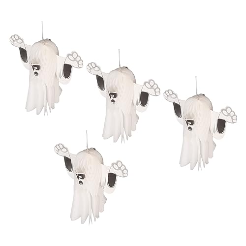 Decoración de Fantasmas Colgantes Adornos de Halloween Casa Embrujada Fiesta Horror 4 para Piezas 4 Piezas Suministros de Decoración Blanco Vivo para Colgantes de Fantasmas