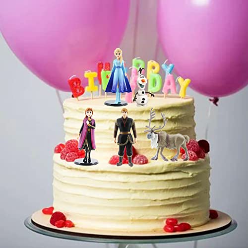 Decoración de Tarta Frozen, Figura Frozen, Adornos para Tartas Elsa Olaf Anna, Decoracion para Pastel, Decoracion para Cupcake Infantiles, Cake Topper, para Niños, 5PCS