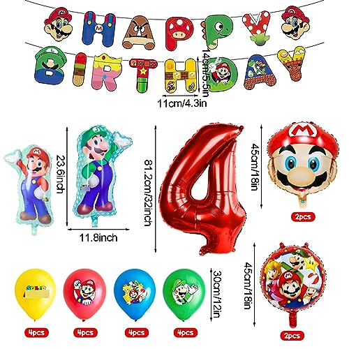 Decoraciones de Fiesta de cumpleaños de Animación, Animación Juego de Globos Cumpleaños Banner Feliz Cumpleaños del Pancarta para Niños Fiesta de Cumpleaños 3-6 años
