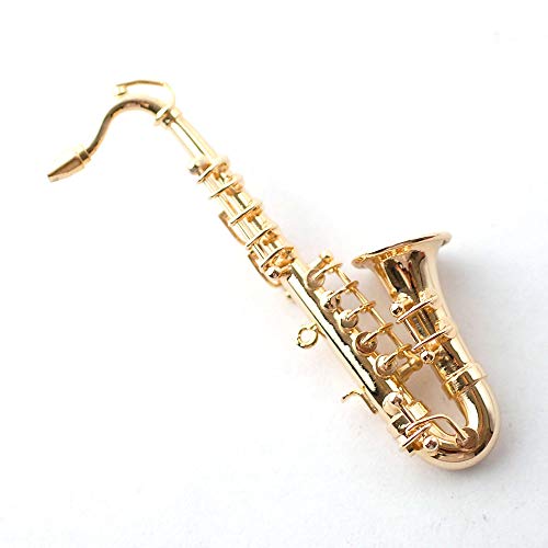 Delux pour saxophone ténor miniature Échelle 1/12ème Instrument de musique dans un étui en vinyle Noir avec fermoir en métal