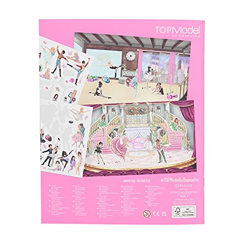 Depesche 11581 TOPModel - Stickerworld Ballet - Cuaderno de pegatinas para niñas con 20 diseños de ballet y 108 pegatinas para pegar y adornar, aprox. 26 x 21 x 0,5 cm