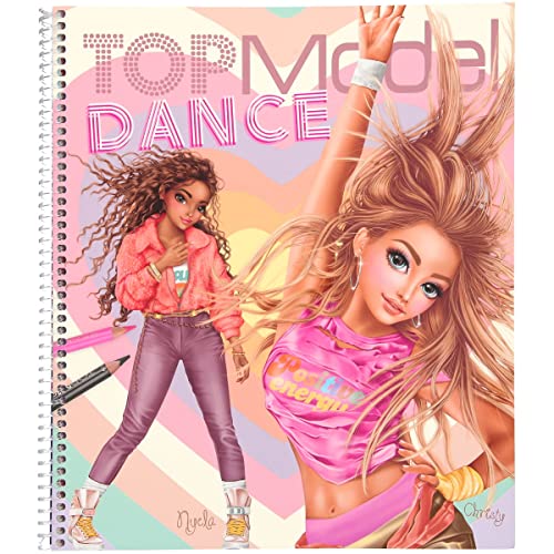 Depesche-Malbuch 12227 TOPModel Dance-Libro 30 páginas para Crear Motivos y Trajes de Modelos, Cuaderno para Colorear con Hojas de Pegatinas, Plantillas, etc, Multicolor, ca. 29,5 x 25,5 x 1,5 cm