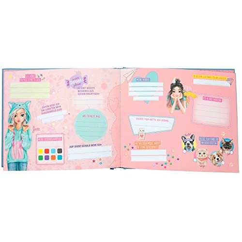Depesche TOPModel Cutie Star 12400-Libro de Amigos Modelo y diseño de Gato, 108 páginas y Cubierta Acolchada, Color Azul, Multicolor (12400)