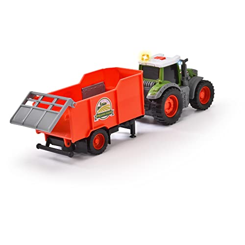 Dickie Toys - Tractor Fendt con Remolque Trailer Juguete, 26 cm, para Niños a Partir de 3 Años, con Ruedas Giratorias, Efectos de Luz y Sonido, y Otras Funciones (2037340001NL)