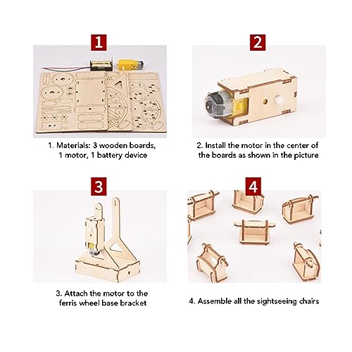 Dilwe Kit de Construcción de Noria de Madera, Kit de Modelo Científico de Madera 3D, Proyecto de Ensamblaje de Rueda Eléctrica de Bricolaje para Niños y Adultos