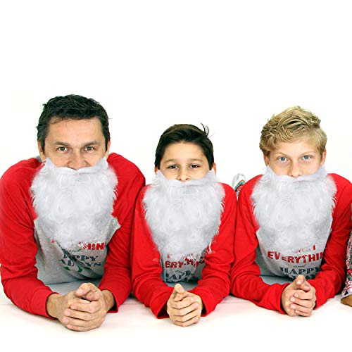 Disfraz de Barba Santa Divertido Barba Falsa Blanca Accesorios de Disfraces de Navidad Santa Claus Beard para Adolescentes Adultos Disfrazan a Santa Claus en Fiesta de Navidad (3 Paquetes)