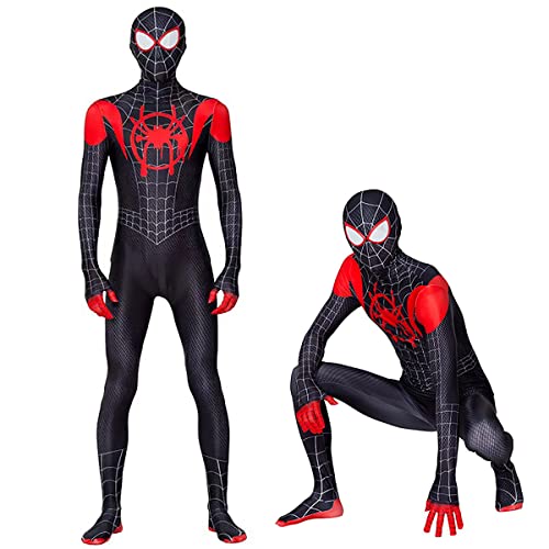 Disfraz de Superheroe Araña Lejos de Casa para niños adultos, Black Spider Miels Morales Fancy Dress Halloween Cosplay Costume 160