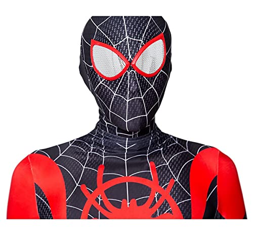Disfraz de Superheroe Araña Lejos de Casa para niños adultos, Black Spider Miels Morales Fancy Dress Halloween Cosplay Costume 160