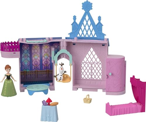 Disney Frozen Castillo de Arendelle Casa de muñecas de Anna, Storytime Stackers, muñeca pequeña, accesorios y Olaf, juguete +3 años (Mattel HPV77)
