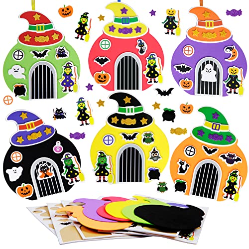DKINY 12pcs Kits Manualidades de la casa de bruja para Halloween Día de la Muerte Artes DIY para niños Juegos creativos de temporada manualidades decoración regalo adorno colgante para Halloween
