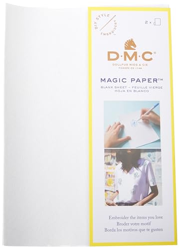 DMC - Magic Paper, Pack de dos hojas blancas A5, soluble y autoadhesivo - Bordado tradicional