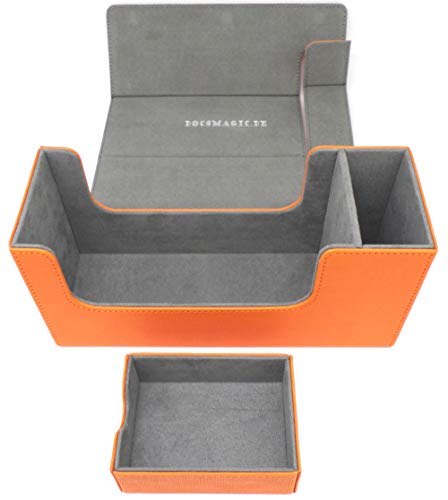 docsmagic.de Premium Magnetic Tray Long Box Orange Small - Card Deck Storage - Caja Orange