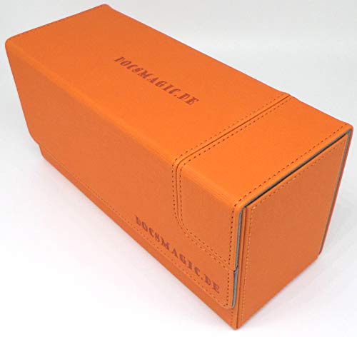docsmagic.de Premium Magnetic Tray Long Box Orange Small - Card Deck Storage - Caja Orange
