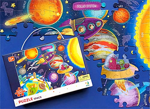Dodo - Juego de 2 puzles (mapa mundi, espacio) de 100 piezas para niños mayores de 5 años, puzle educativo ideal como regalo para niños y niñas