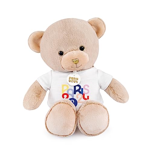 Doudou et Compagnie JO2447 – Ours Paris 2024 – Licencia oficial de los Juegos Olímpicos de París 2024 – Peluche oso con camiseta de equipo de Francia – desde el nacimiento – para bebé – 25 cm – Marrón