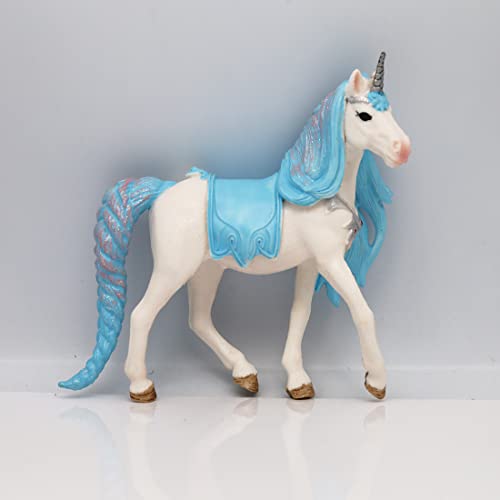 Doyomtoy Unicornio de la familia de unicornios marinos, unicornio arcoíris, mítico Pegaso, Unicornio Modelo de Energía Mágica, Unicornio Azul con Collar