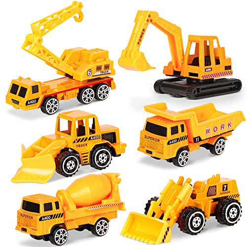 Dreamon Camión de ingeniería Mini Modelos de construcción Vehículo de Construcción Juguete para Niños 3 4 5 años, Conjunto de 6