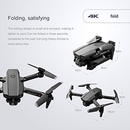 Drone LS-XT6 4K con cámara dual para adultos, video en vivo con cámara WiFi FPV 1080P HD, drone cuadricóptero RC plegable con retención de altitud, modo sin cabeza, retorno automático