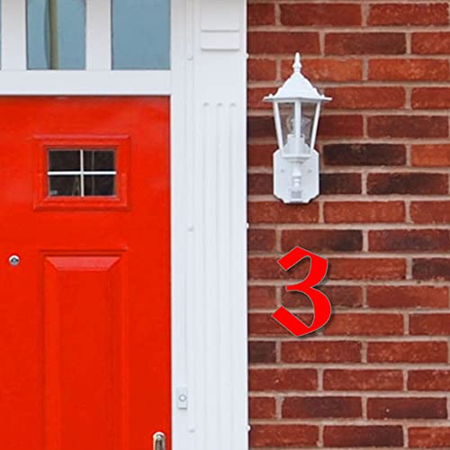 DSD Supplies ltd. Número de Casa 3 Old English El Número de Casa Flotante de Acrílico Moderno Viene con Instrucciones Fáciles de Seguir y Accesorios Incluidos, Colour:Red, Size:20cm / 7.9'' / 200mm
