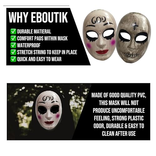 eBoutik Máscara de boca con espigas de miedo con ojos de malla para videojuegos de Halloween (máscara de purga de cráneo cruzado)