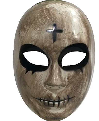 eBoutik Máscara de boca con espigas de miedo con ojos de malla para videojuegos de Halloween (máscara de purga de cráneo cruzado)