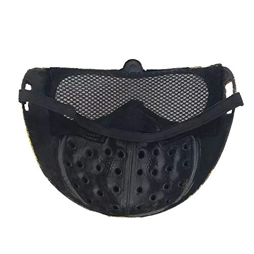 eBoutik Máscara facial con espigas de miedo con ojos de malla para Halloween Videojuegos (tachuelas doradas)