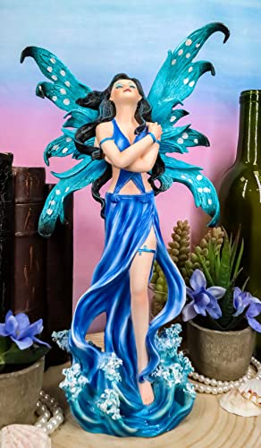 Ebros Gift Aqua Water Elemental Fairy Naiad Goddess Statue 12 pulgadas de alto Ocean Afrodita Fairy Rising Over Waves Fantasy Nautical Marine Figurita