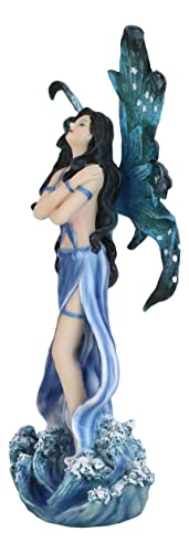 Ebros Gift Aqua Water Elemental Fairy Naiad Goddess Statue 12 pulgadas de alto Ocean Afrodita Fairy Rising Over Waves Fantasy Nautical Marine Figurita