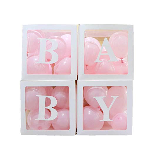 ECOSWAY 1Pc Transparente Cuadrado Caja de Cartón Globo Caja para Baby Shower Bautizo Cumpleaños Decoración Fiesta - R