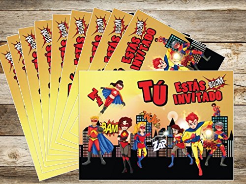 Edition Colibri 10 Invitaciones en español “Superheroes“: Juego de 10 Invitaciones para el cumpleaños Infantil del súper-héroe para súper-Chicos o súper-Chicas (10963 ES)