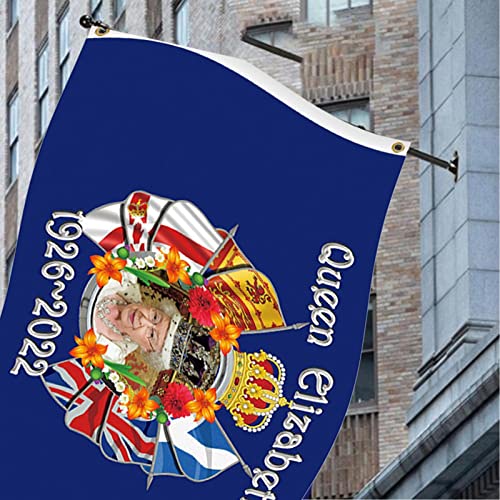 Edorco Bandera del Servicio conmemorativo de Isabel II,90x150cm en conmemoración de Las Banderas de Queen Elizabeth Union Jack | Banderines al Aire Libre en Memoria de la Reina del Reino