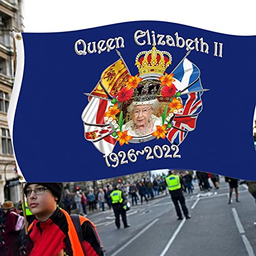Edorco Bandera del Servicio conmemorativo de Isabel II,90x150cm en conmemoración de Las Banderas de Queen Elizabeth Union Jack | Banderines al Aire Libre en Memoria de la Reina del Reino