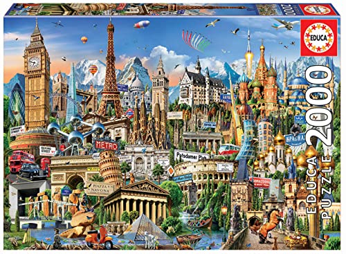 Educa - El Jardín de Las Delicias Puzzle, 2000 Piezas, Multicolor (18505) & Símbolos de Europa Puzzle, 2000 Piezas, Multicolor (17697)