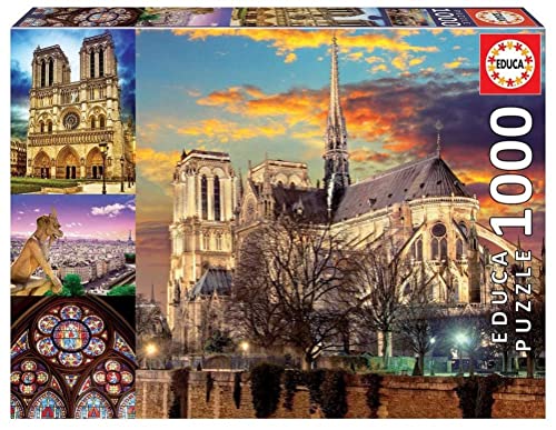 Educa - Puzzle de 1000 Piezas para Adultos | Collage Notre Dame. Incluye Pegamento Fix Puzzle. A Partir de 14 años (18456)