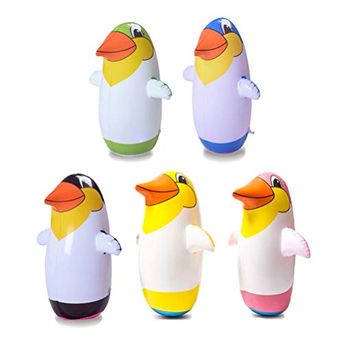Eeneme 5 piezas hinchables de pingüino para niños, 22 cm, dibujos animados, juguete para niños, color aleatorio