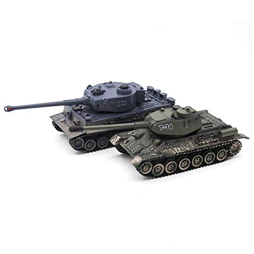 efaso 2 tanques teledirigidos 1:28 Tiger Panzer & T-34 con sistema de combate por infrarrojos integrado, tanque RC de 2,4 GHz con función de disparo/modelo de tanque teledirigido