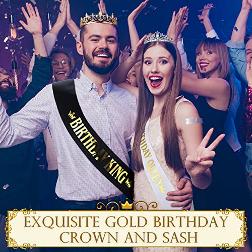 Eowppue Corona de cumpleaños rey y reina con cinturón para hombres y mujeres - Accesorios para fiestas y regalos de cumpleañosdisfraz