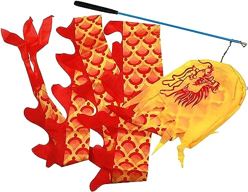 EPANO Cinta De Danza del Dragón China Kids Outdoor Fitness Red Scale Dragon 5m 7m (+ Swing Bar) (Size : 5M)