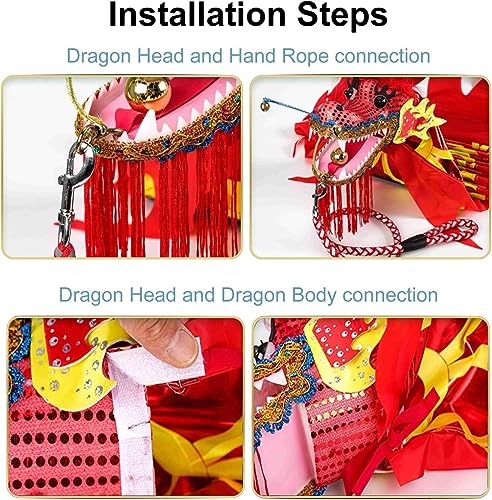 EPANO Cinta De Danza del Dragón Conjunto de Cinta de Baile de dragón de Fitness al Aire Libre de Estampado en Caliente Verde 3D de China (6m 8m 10m) (Size : 8m/26ft)