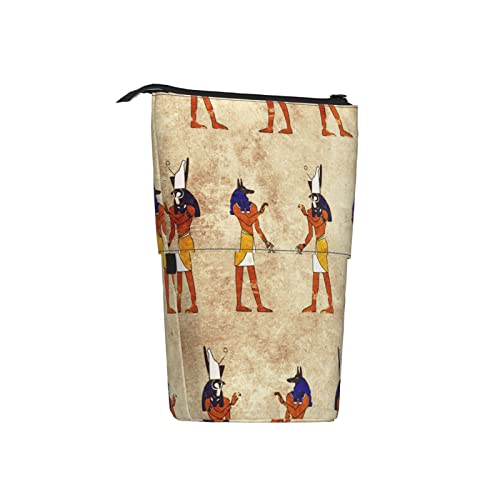 Estuche telescópico Anubis y Horus para lápices, bolsa para bolígrafos de pie, imágenes de dioses egipcios, diseño Vintage de civilización antigua, organizador de lápices bonito, bolsa de lápices port