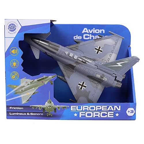 EUROPEAN FORCE - Avión de Caza - Vehículos a Fricción - 021171 - Gris - Plástico - Militar - Juguete Infantil - Vehículos de Intervención - 26 cm x 20 cm - A Partir de 3 años.