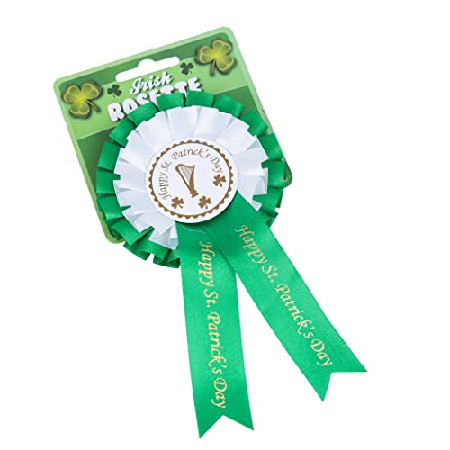 evelay Decoraciones del día de San Patricio, insignias de roseta de trébol irlandés verde, accesorios del día de San Patricio