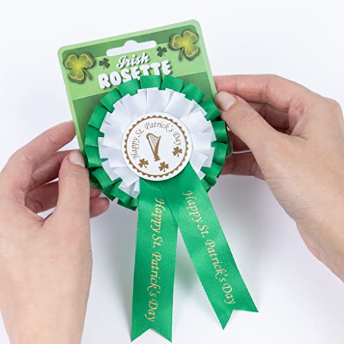 evelay Decoraciones del día de San Patricio, insignias de roseta de trébol irlandés verde, accesorios del día de San Patricio