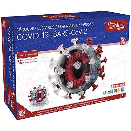EXPLORA - Covid Coronavirus - Anatomía del Virus - 544004 - Modelo Realista de 50 Piezas - Instrucciones de Ensamblaje y Cuestionario Educativo - Juego para Niños - Científico - A Partir de 8 años