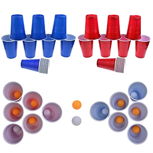 Faburo Juego de 80 vasos de fiesta con cubos de ping pong reutilizables