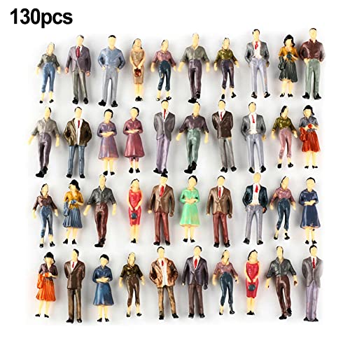 FACULX 130 figuras de personas a escala 1:50, trenes arquitectónicos de plástico, figuras de personas pequeñas, diferentes posturas para escenas en miniatura